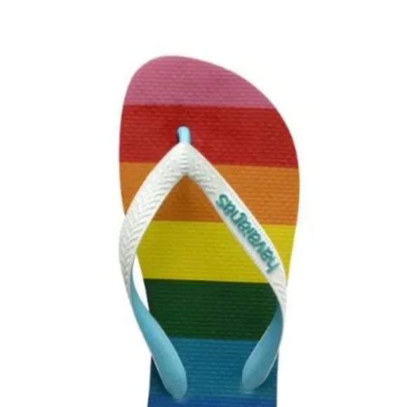 Rainbow Top Pride Themed Stripes Flip Flop - Picture 7 of 16